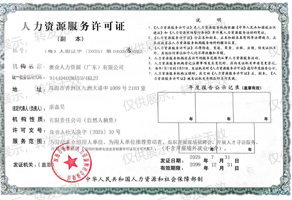人力資源許可證